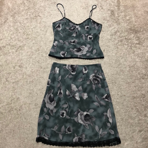 Other - Vintage y2k floral and lace blue two piece set